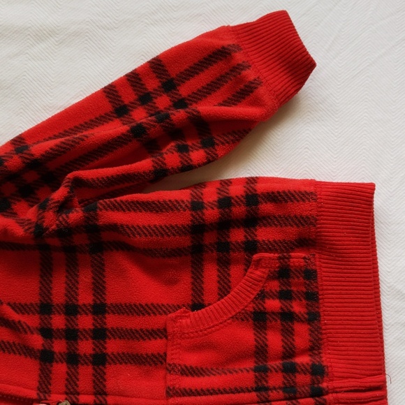 carter's red plaid fleece zip-up hoodie sweatshirt 12 months unisex baby - Picture 3 of 4